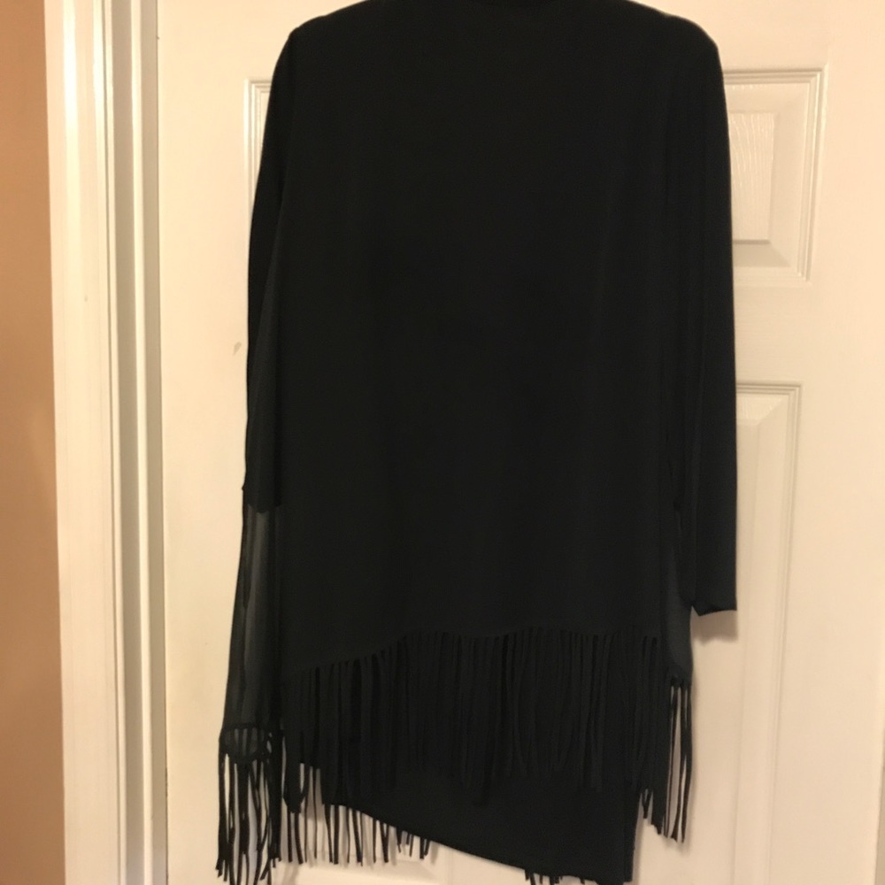 Chicos fringe top. Black size 3.